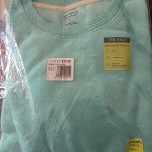 Women's Tek Gear Ultrasoft Fleece Sweatshirt in Aqua Size L Thumb Holes 4" Cuff